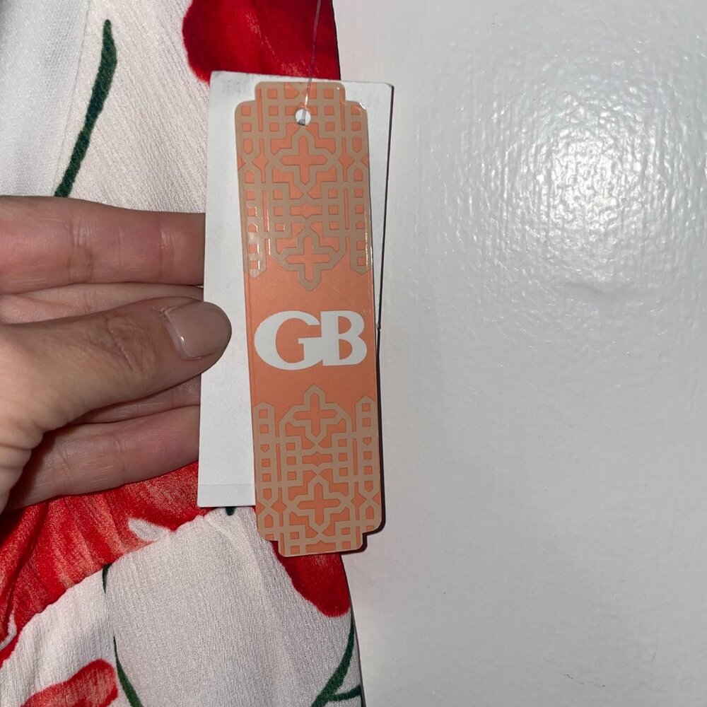 GB Gianni Bini Spaghetti Strap‎ White Red Floral Wrap Maxi Dress Size XS - Picture 10 of 12
